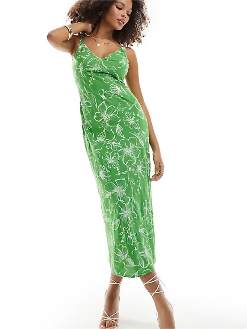 ASOS Design High Apex Spun Floral Maxi Slip Dress